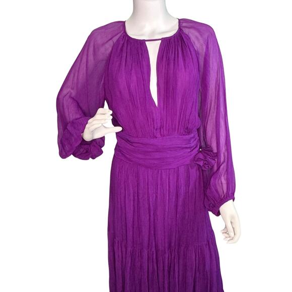 NWT Ba&Sh Helena Purple Silk Viscose Maxi Dress 6 Whimsical Wedding Guest $650 - Picture 4 of 12